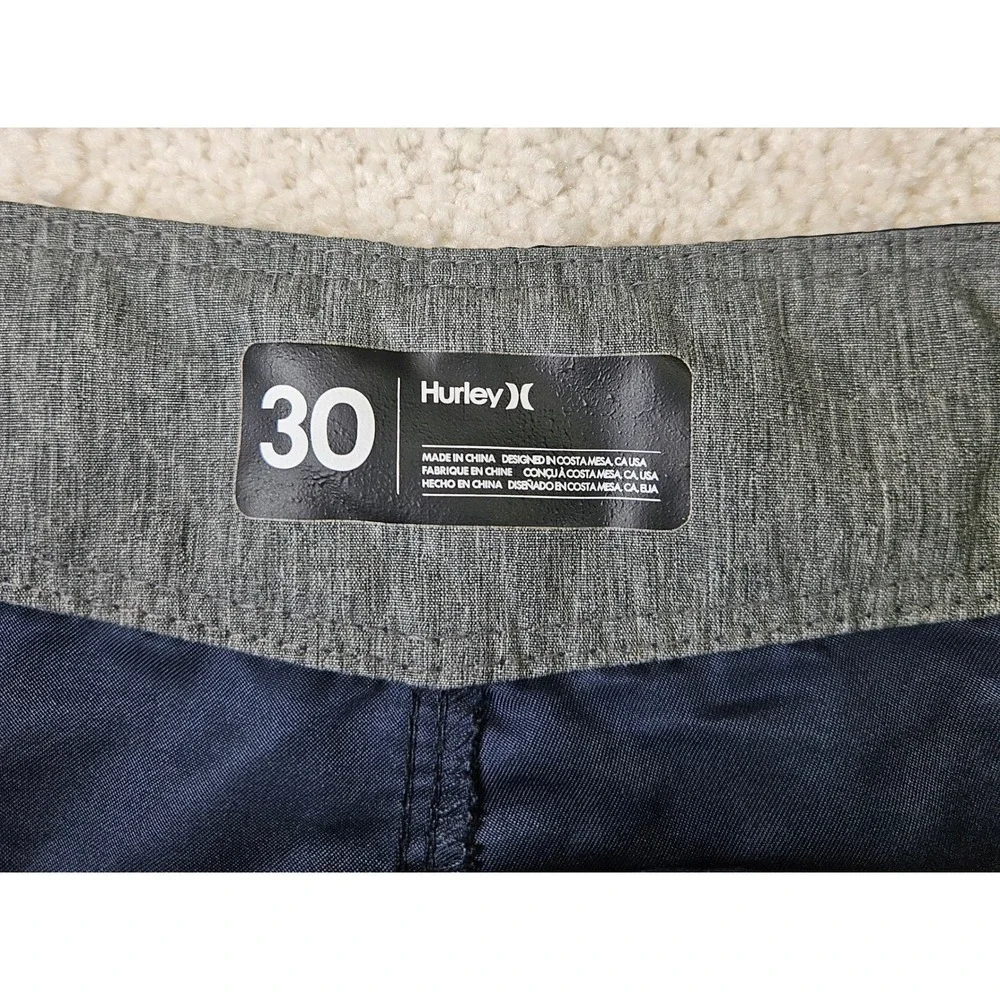 Men's Hurley Board Shorts Swim Trunks Quick Dry Surf Beach Navy Blue Size‎ 30